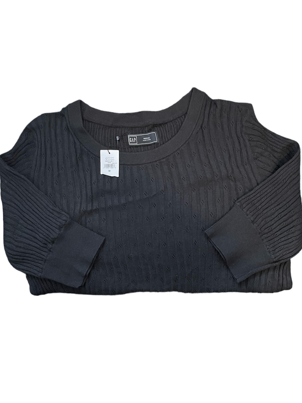 GAP Pointelle  Black Crew Neck Sweater